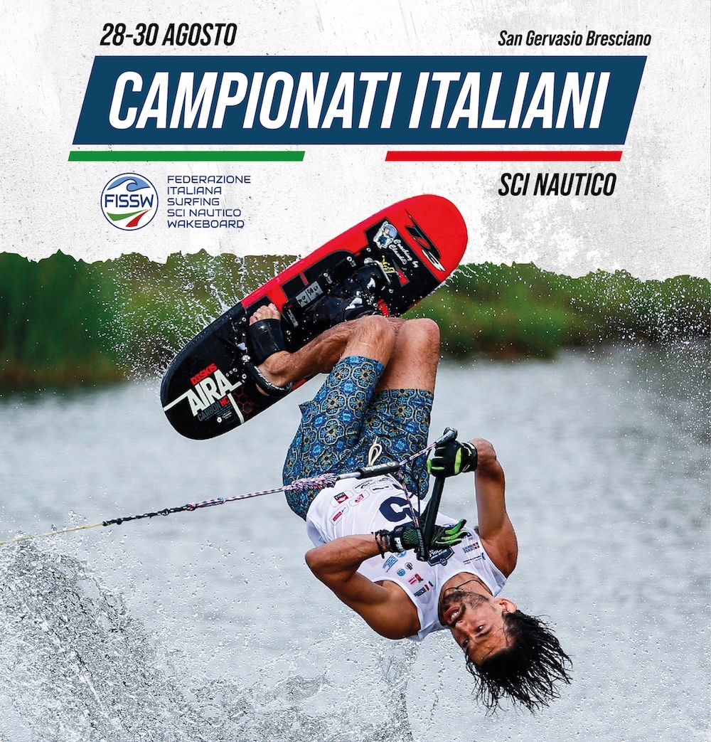 Questa è una foto di Florian Parth durante i Campionati Europei di sci nautico Foto di Andrea Gilardi